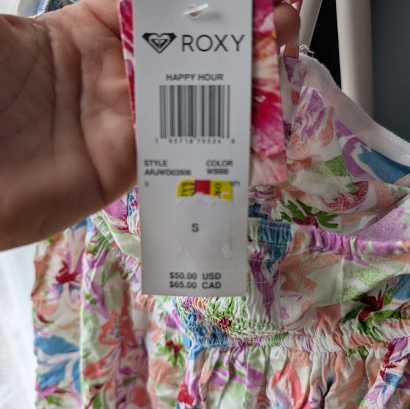 91.Nwt Roxy‎ Floral Strapless Dress - Picture 5 of 5
